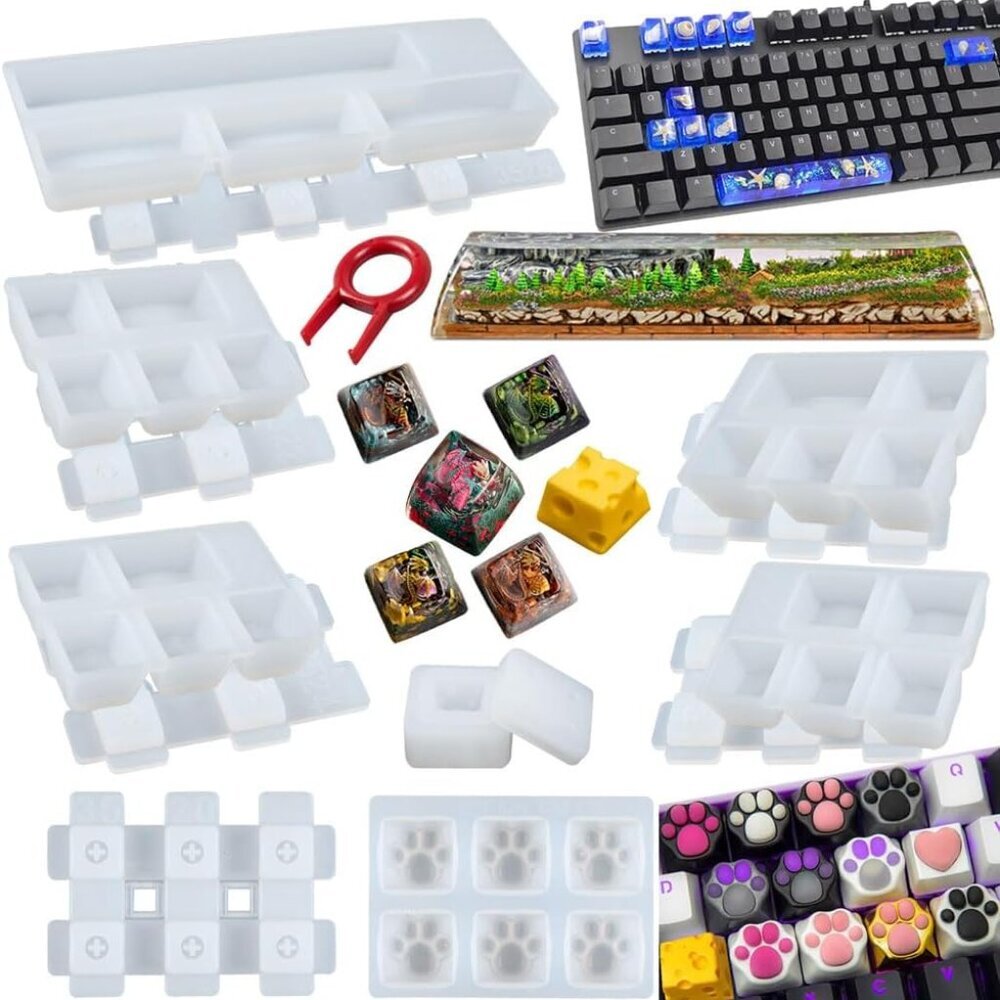 Keycaps Epoxy Resin Casting Molds Set for Mechanical Gaming Keyboard Polymer Cla